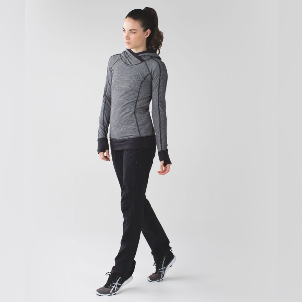 Women's Grey Hooded Long-Sleeve Active Top